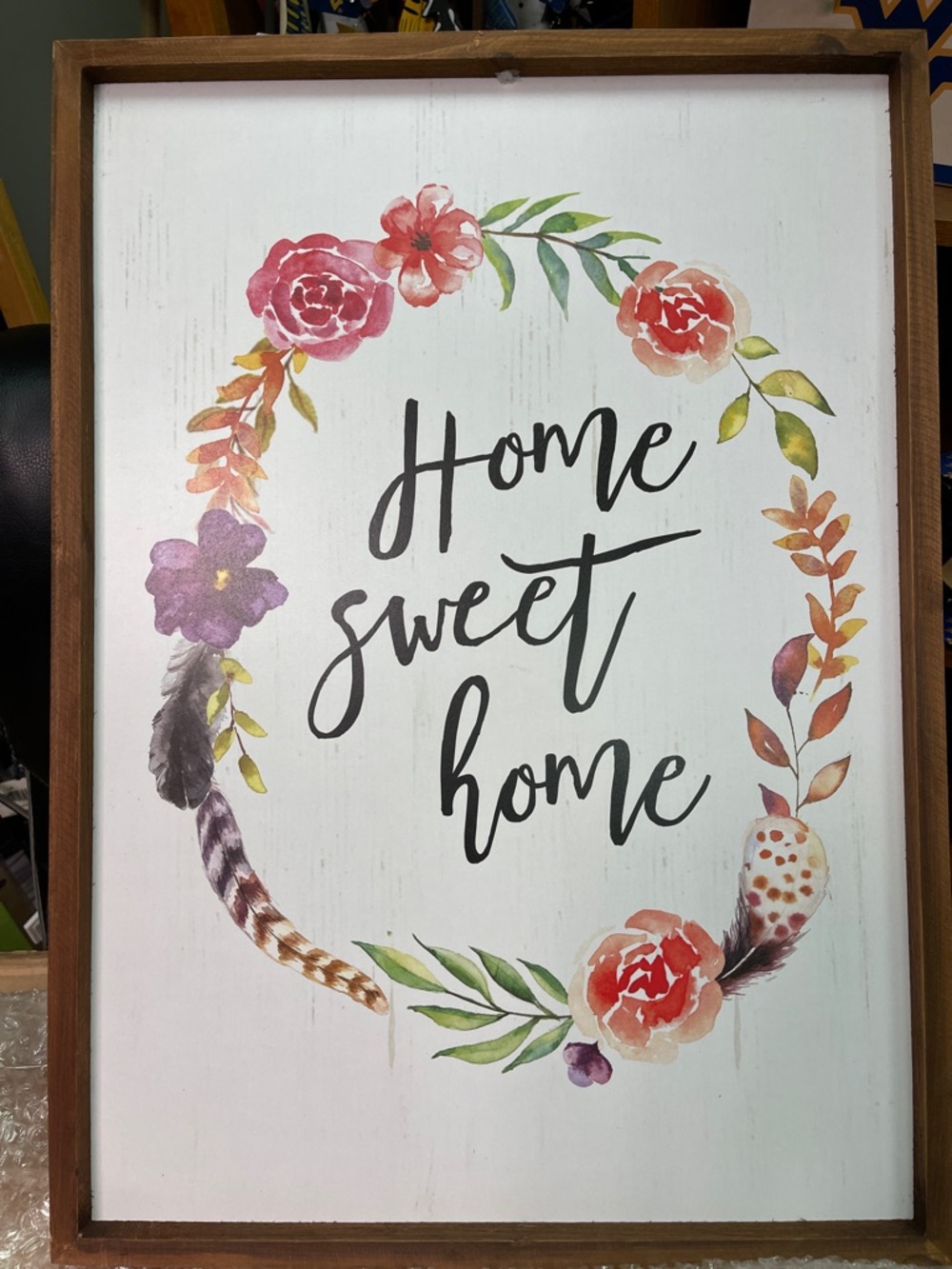 NWT Home Sweet Home Floral Wreath Wall Art -